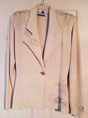 VINTAGE Cream Embellished Women's Jacket